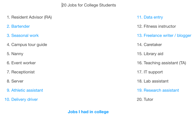 20 Jobs for College Students